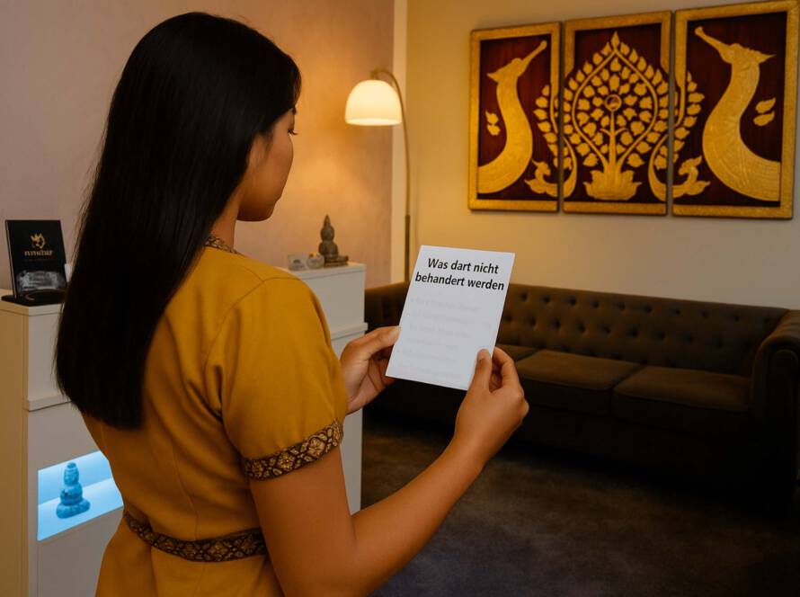 Masseurin mit Informationen zu Grenzen der Thai Massage